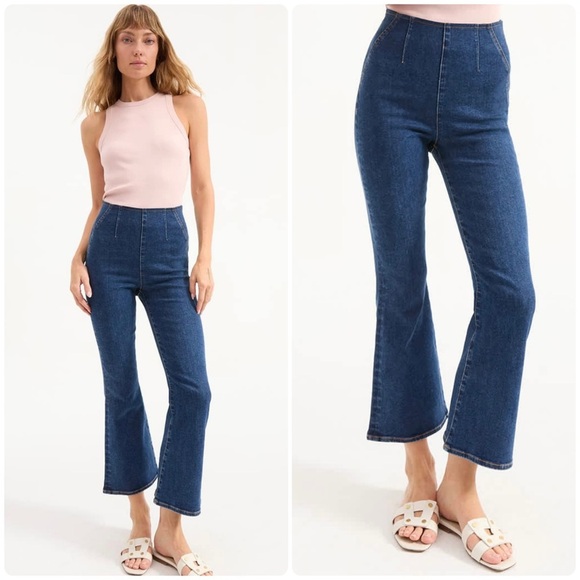 Veronica Beard Crosbie Wide Straight (Flare) Crop Leg High Rise Jeans 👖 Small - Picture 6 of 16